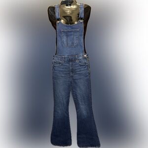 Celebrity Pink Stylish Dark Wash Women's Denim Flared Overalls‎
